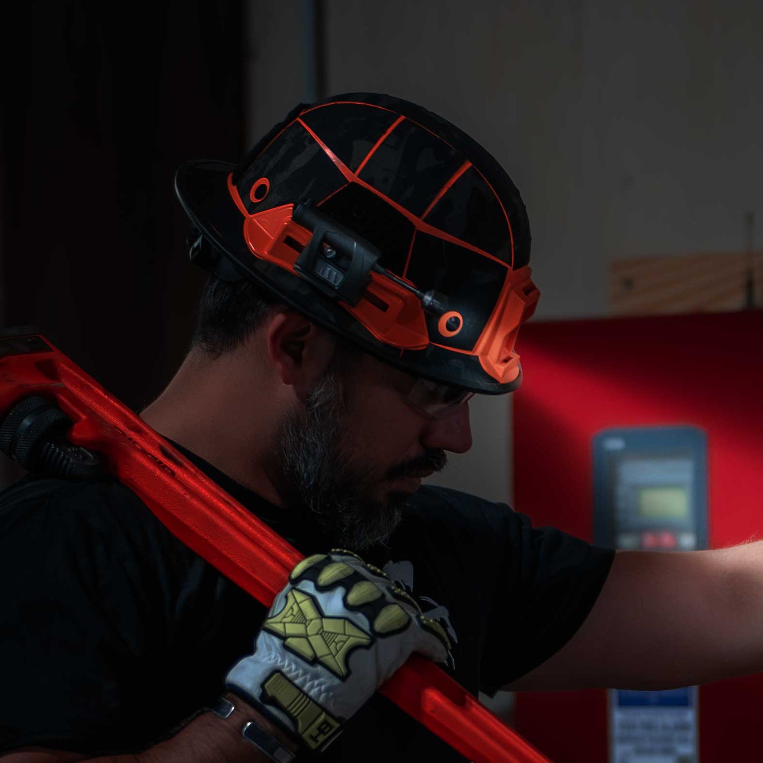 black-rail-mounted-Charge X-orange-kevy- hardhat