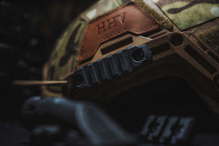 5 slot M-LOK® Polymer Rail on a multicam ate ballistic helmet