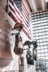 hhv helmets display with american flag