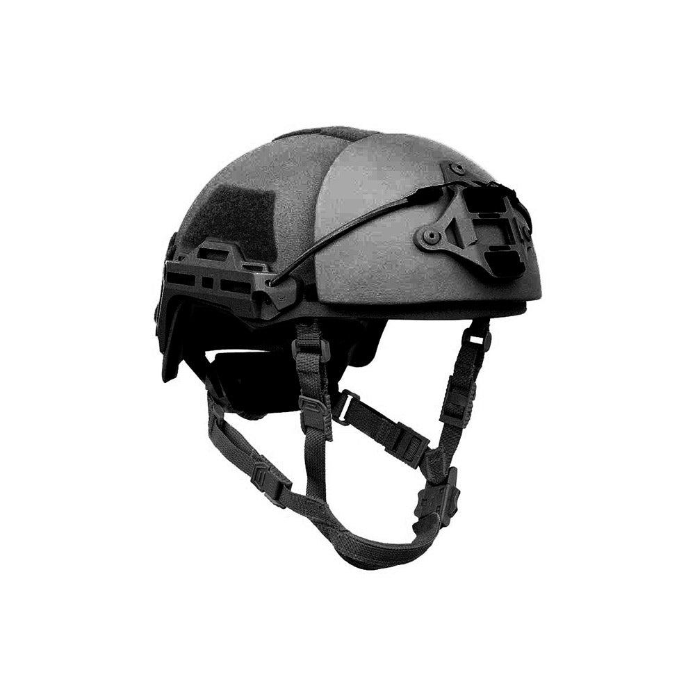 Black ATE Rifle Helmet with Up-armor facing left