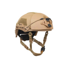 Tan Hard Head Veteran ATE Rifle Helmet with Up-armor facing left