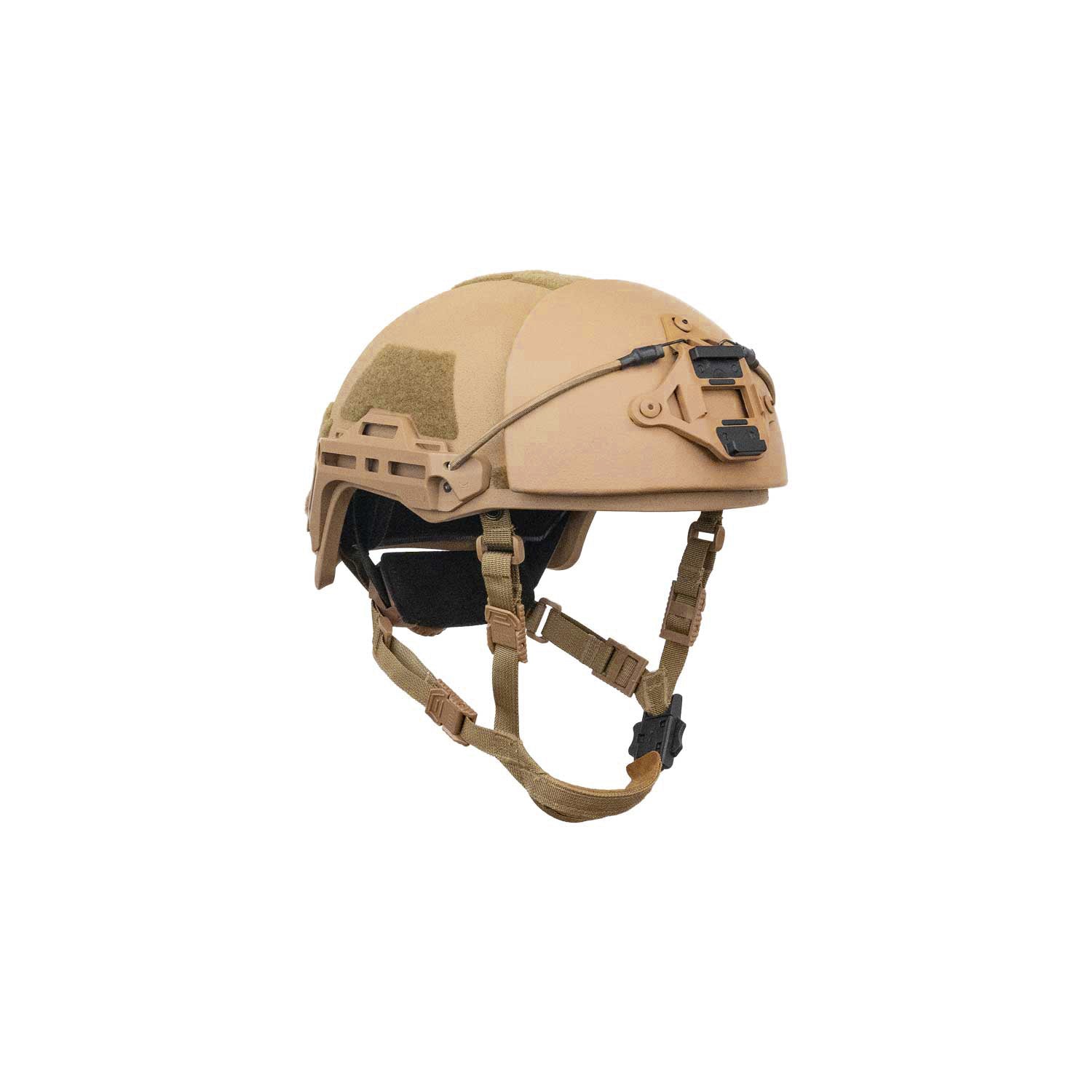 Tan Hard Head Veteran ATE Rifle Helmet with Up-armor facing left