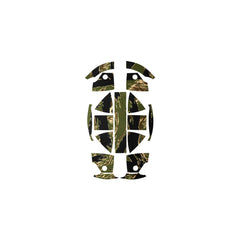 Top-down view of Ranger Wrap Skin for Kevy Helmet in Vietnam Tiger Stripe camo pattern, laid flat