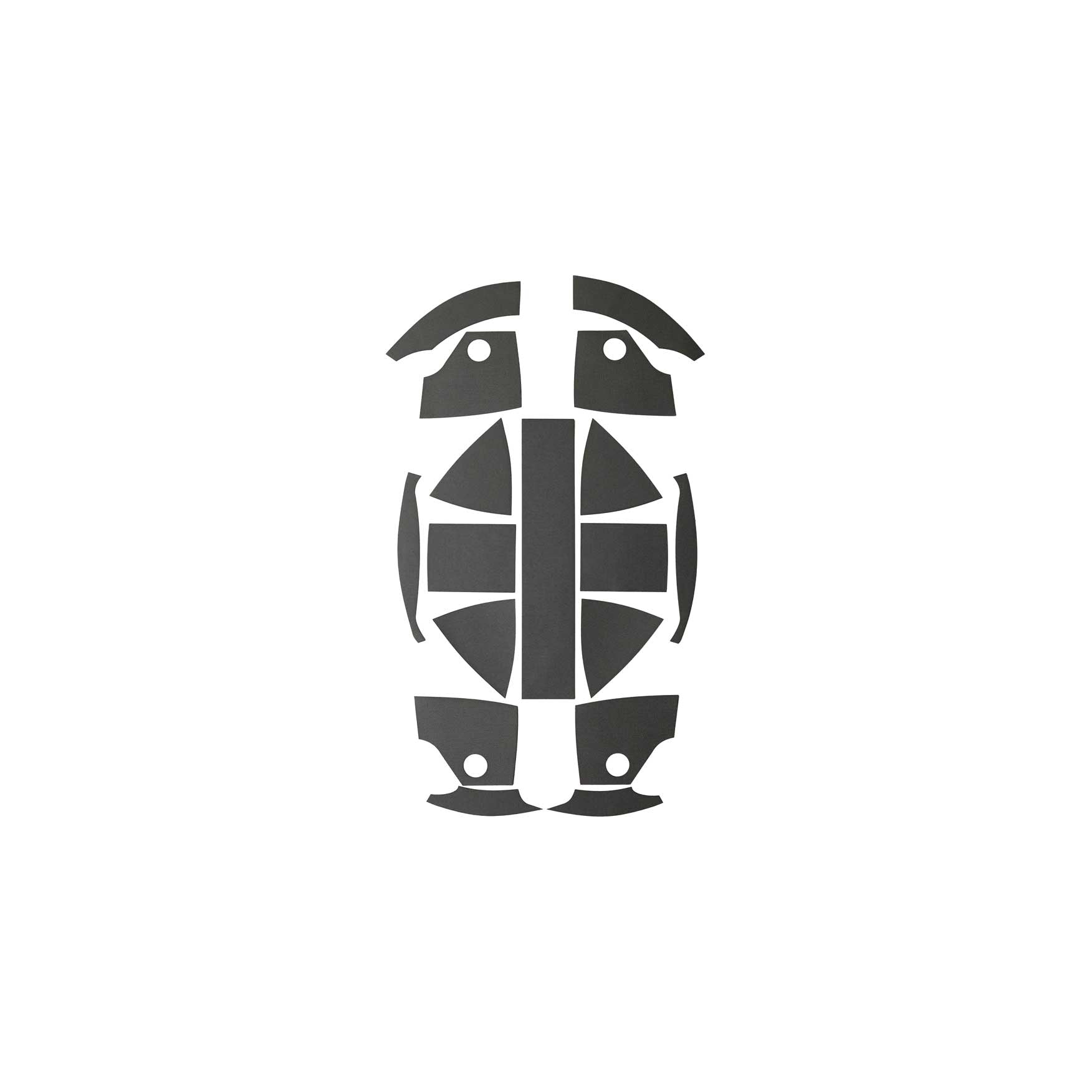 Top-down view of Ranger Wrap Skin for Kevy Helmet in Wolf Grey color, laid flat