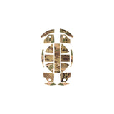 Top-down view of Ranger Wrap Skin for Kevy Helmet in Multicam pattern, laid flat